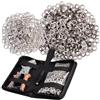 AGT strumento per occhielli: Set di pinze per rivetti professionali, con 800 rivetti in acciaio inox (Ø 10 mm), perforatrice (pressa occhielli magnetica, set di pinze con punzonatrice)