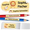 melu kids® Etichette Adesive Personalizzate Scuola (60, Giallo) | Etichette Adesive per Matite, Quaderni e Materiale Scolastico, Adesivi Personalizzati Resistenti all'Acqua, Tre Dimensioni