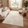 TAPISO Linea Tappeto Pelo Medio Cerchi Effetto Bianco 140 x 200 cm | 100% Polipropilene, altezza pelo 16 mm, tessuto