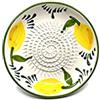 Kaladia - Grattugia in ceramica/Sbucciatore in ceramica - ideale per zenzero, parmigiano ecc. - Motivo: limone - Diametro: 12 cm - fatto a mano e dipinto a mano - Prodotto in Spagna