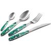 Eme Posaterie Posto Tavola Vero 1 Coltello 1 Forchetta 1 Cucchiaio 1 Cucchiaino Jungle Verde Made In Italy Nickel Free