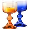 Krosno Portacandele 2 x 50 ml, Arancione e Blu Cobalto, Collezione Bubble | Celebration Moments, Cristallo senza piombo, Candeliere per tealight, Vetro colorato premium, Elegante decorazione d'interni