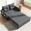 Gojyjqytupo Divano letto 3 in 1, estensibile, con funzione letto, grigio | Divano matrimoniale con portabevande, tasche laterali, cuscino e porta USB, design moderno