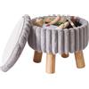 Aibiju Pouf con Contenitore, Sgabello Ottomano con Seduta Imbottita, Poggiapiedi con Gambe in Legno, Tavolino Laterale per Soggiorno, Divano, Camera da Letto, Ingresso, Grigio YD-JD153G