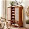 Generic Scarpiera Armadio Mobile Chiusa Ante Legno Alta, Scarpiera Ingresso 2 Ante | Scarpiera Armadio Mobile Scarpiera Chiusa Alta, Mobile Portascarpe Scarpiera Bambù Ingresso, 52x32x110cm, Ventilazione