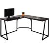 Mendler Scrivania angolare consolle tavolino HWC-K66 76x196x110cm Acciaio MDF Marrone Scuro