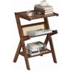HOOBRO Tavolino a Forma di Z in Bambù a 3 Livelli, Comodino con Ripiani Effetto Rattan, 41 x 30 x 60 cm, per Soggiorno, Camera, Studio e Ingresso, Marrone Moka EMA179BZ01