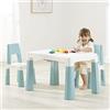 Liberty House Toys Tavolo e 2 sedie regolabili in altezza per bambini, in polipropilene resistente, bianco e verde foresta, 49/54 cm H x 50 cm L x 78 cm P, 490/540 x 780 x 500 mm (A x L x P), 490/540