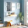 DecHome - Mobile Ingresso Moderno Sospeso con Mensola Cassetto e Specchio Dimensioni 75x29x20 cm Bianco/Legno