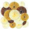 AOOTE Marrone Beige Ventagli di Carta Decorazione Confezione,16 PCS | Ventagli di Carta Decorativi Festa,Paper Fans Ventole Piegate Decorative Ventaglio Rotondo per Feste Compleanno Matrimonio