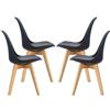 MAURY'S IL NUMERO UNO DEL RISPARMIO Maury's Sedie Nordica Bianca Stile Scandinavo Gambe in Legno con Cuscino (Nero, Set 4 sedie)