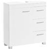 VASAGLE Mobile sottolavabo, armadietto da bagno, 3 grandi cassetti, 30 x 60 x 64 cm, armadietto da bagno, 2 scomparti dietro la porta, mobiletto da bagno con piedini, colore: bianco nuvola BBK513WB01