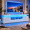 BIYFSDS Mobile TV LED 180 cm, armadio e TV, panca TV, mobile TV soggiorno con stoccaggio, mobile TV laccato moderno con 2 ante e 2 cassetti, armadio basso soggiorno interno (bianco-6, F)