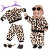YAEGIMHT vestiti per bambole (30-45 cm) + occhiali giallo chiaro con motivo leopardato + grucce