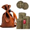 ZWGParty Set di 100 monete dorate pirati in bronzo in metallo con sacchetto in pelle PU - repliche doppioni spagnoli, ideali per decorazioni per feste pirati, gettoni giochi da tavolo, TTRPG o