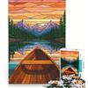 JIANGENNF Puzzle per adulti da 1000 pezzi lago e montagna arte vetrata giocattolo fai da te impegnativo da completare collezione d'artista belle arti 38x26cm
