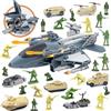 Nukdey Aereo da Combattimento e Trasporto Militare Giocattolo per Bambini,Grande Aereo Cargo con Carri Armati,Elicotteri,Veicoli Militari e Figure di Soldati,Gioco di Ruolo