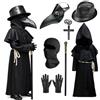 Moerstar Costume da medico della peste, per bambini, per Halloween, con accessori | Costume da medico della peste, per bambini, con maschera, cappello, guanti, collana, cintura, costume da medico della peste