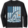 Flag Up Outfitters Ice Fishing American Flag Northern Pike Tip Up Vintage USA Maglia a Manica
