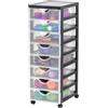 Iris Ohyama, Cassettiera Plastica Mobile 8 cassetti piccoli Nero, DDDC-380 | Cassetto della camera da letto, deposito bagno o organizzatore per il camerino. Una colonna di stoccaggio versatile su ruote