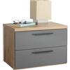 Composad | Comodino della Linea SPOSAMI con 2 Cassetti per Camera da Letto, Comodino Camera Moderna, (LxAxP): 60x44x40 cm, Rovere Mielato e Grigio Titanio Laccato, Made In Italy