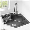 DJJYCTNM Lavello Angolare da Cucina in Acciaio Inox 304, Nero, Lavello Cucina 1 Vasca con Rubinetto Estraibile e Numerosi Accessori, Ideale per Uso Domestico, Bar e Commerciale(84x55cm/33x22in)