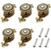 Ludom 5 maniglie rotonde in lega di zinco a foro singolo con vite, pomelli antichi per cassetti, pomelli rotondi per armadietti e cassetti (bronzo)