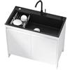 Generic 68/80Cm Lavandino Da Esterno Con Mobile - Set Lavello Da Cucina Incl | Rubinetto E Scarico Acqua Calda E Fredda, Lavello Esterno For Giardino, Garage E Lavanderia(White,L68cmxW45cmxH85cm)