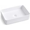 Relaxdays Lavabo, HLP: 11 x 50 x 35 cm, senza foro e troppopieno, bianco | ceramica, effetto loto, da appoggio
