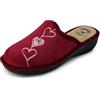 JOMIX Pantofole Donna Invernali Made in Italy con Zeppa 4,5 cm | Ciabatte anziani pelose calde da casa, cuori ricamati e paillettes, punta chiusa, fodera in microfibra