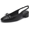 MISSCAI Scarpe Donna Slingback Tacco Largo 4,3 cm con Fiocco | Décolleté elegante con cinturino elasticizzato, punta quadrata arrotondata e tacco a blocco