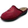 JOMIX Pantofole Donna Invernali Made in Italy con Zeppa 4,5 cm | Ciabatte pelose calde da casa, cuore glitterato con strass, punta chiusa, aperte dietro, ideale per singno e anziani
