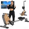 VOWVIT Vogatore per casa OR3, vogatore magnetico con monitor Bluetooth, 16 livelli di resistenza, vogatore compatto con capacità di peso di 150 kg, conservazione verticale