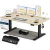 Homall Scrivania Regolabile in Altezza 160x80 cm con Porta USB, Beige+Nero | Standing Desk con 6 Tasti Memoria Altezza, 2 Ganci e Cassetto Cavi, Ergonomica, Elettrica Scrivania Gaming，Scrivania Ufficio