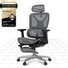 FLEXISPOT ErgoX - Sedia ergonomica da ufficio in rete con poggiapiedi, poggiatesta 3D, supporto lombare, schienale 5D regolabile, braccioli 3D, seduta traspirante, ruote, 130 kg