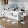 Youhauchair Sgabelli Cucina Set di 4, Sgabello Cucina Regolabile in Altezza in Ecopelle, Sgabelli Cucina Moderni Design con Schienale e Poggiapiedi, Sgabelli Bar Girevole, Bianco