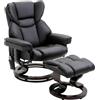HOMCOM Poltrona Relax Elettrica Massaggiante con Pouf Poggiapiedi, Nero | Poltrona Reclinabile 145°, Seduta Girevole a 360°, Finta Pelle