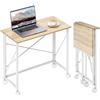 HOMCOM Scrivania Salvaspazio Pieghevole Portatile 80x40x75 cm Rovere | Scrivania Piccola, Ruote Frenanti, Tavolo Computer Richiudibile, per Studio Casa Ufficio