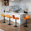Youhauchair Sgabelli Cucina Set di 4, Sgabello Cucina Regolabile in Altezza in Ecopelle, Sgabelli Cucina Moderni Design con Schienale e Poggiapiedi, Sgabelli Bar Girevole, Arancia