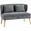 HOMCOM Divano 2 Posti in Ciniglia, Seduta Ampia, 117 x 65 x 78.5 cm, Grigio | Schienale ad Ali, Divanetto da Salotto con Imbottitura Spessa, 2 Cuscini, Gambe in Legno di Caucciù, per Soggiorno