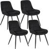 WOLTU Set di 4 Sedie da Pranzo, Sedie Ergonomiche, Poltroncine Imbottite | Schienale Curvo, in Velluto e Metallo, per Salotto, Ufficio, Camera da Letto, Nero