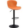 Youhauchair Sgabelli Cucina, Sgabello Cucina Regolabile in Altezza in Ecopelle, Sgabelli Cucina Moderni Design con Schienale e Poggiapiedi, Sgabelli Bar Girevole, Arancia