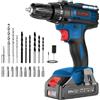 DYJPOW Trapano Avvitatore a Batteria 21 V, 42 Nm, con 1 Batteria da 2,0 Ah | 18+1 livelli di coppia, 2 velocità, luce LED, caricabatterie e 20 accessori per forare e avvitare in casa e giardino