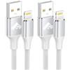 Aioneus Cavo iPhone, 2m+1m/ 2 Pezzi Ricarica Filo Caricatore iPhone Carica Rapida Certificato MFi Lungo Cavo Lightning USB Caricabatterie Cavetto per iPhone 11 12 13 14 Pro Max Plus Mini XS XR X 8 7 6 SE iPad