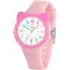 Juboos Orologio analogico per bambini e bambine, impermeabile fino a 3 atm, con gatto, facile da leggere, Viola, orologio gatto bambini