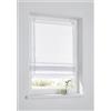 Kutti Tenda romana bianca / tenda ad occhiello Bente con raffinate cuciture decorative ricamate in grigio - incl. ganci in acciaio inox 45 x 140 cm