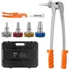 VEVOR Kit di Utensili per Espansione Tubi PEX, Kit di Strumenti per Svasatura Tubi PEX da 9,52 mm, 12,7 mm, 19 mm, 25,4 mm, con 4 Testine di Espansione, Tagliatubi e Cassetta Attrezzi per Trasporto