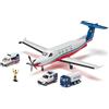 Siku 5406 Pilatus PC-12 Flying Doctors, 1:400, con 3 veicoli aggiuntivi, porte apribili, elica mobile, carrello retrattile, plastica, multicolore, elicottero di soccorso