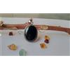 Grazioso Onice Nera Gemma 925 Argento Sterling Fatto a Mano Ciondolo S-147