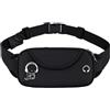Shuojia Marsupio Running Uomo Donna, Impermeabile Porta Cellulare Corsa | Cintura Regolabile, Riflettente, Leggero, 2 Zip Tasche, Marsupio Sportivo Bambini, per Fitness, Bicicletta, Escursioni, Nero